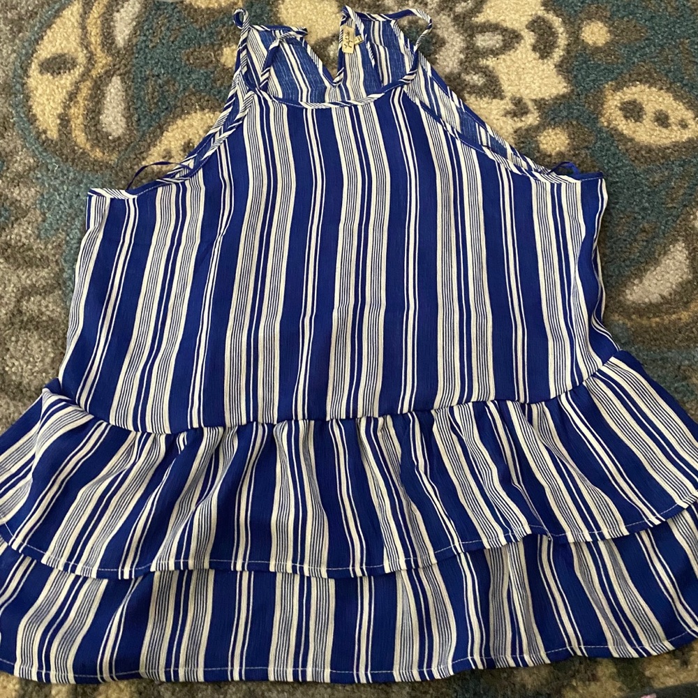 Blue and White Striped Tank